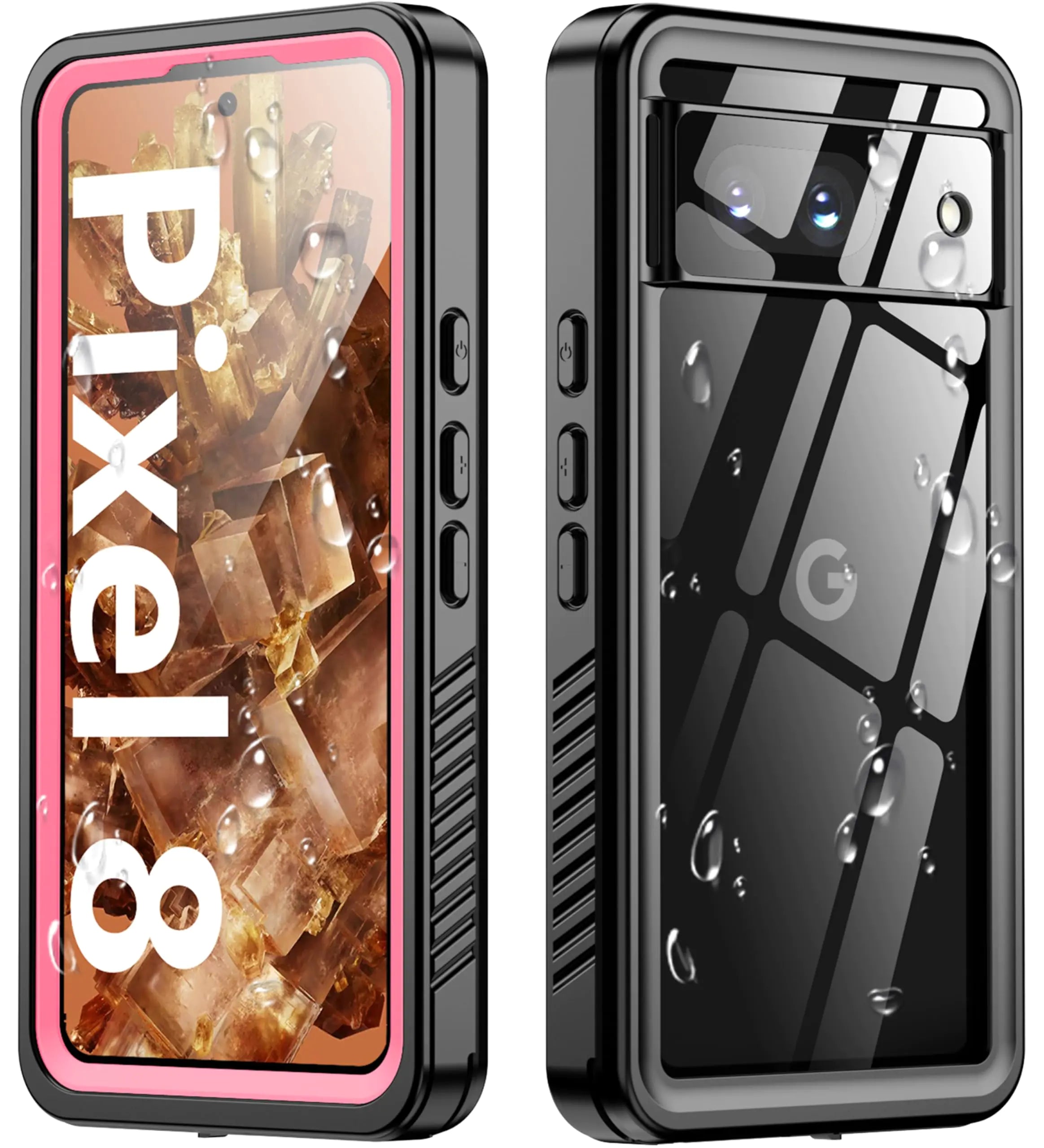 Pixel 8 Pink Waterproof Armor Case with Full Coverage